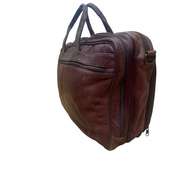 Heritage Men’s Brown Full Grain Leather With Strap & Handles Portfolio Bag - Picture 7 of 15